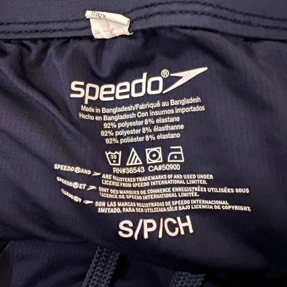 Speedo Tech Volley Men's Swim Trunks Shorts Peacoat Blue Stripe Size S - Picture 3 of 8